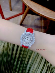 Đồng hồ nữ Chopard  L’HEURE DU DIAMANT LEATHER dây da đỏ cao cấp đeo tay