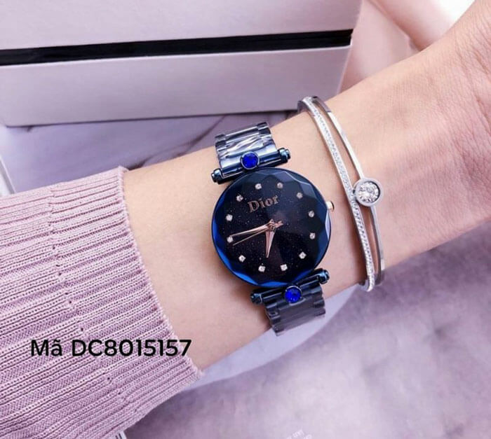 Đồng hồ Dior nữ dây thép không gỉ cao cấp màu xanh