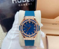 Đồng hồ Hublot Geneve nữ dây màu xanh
