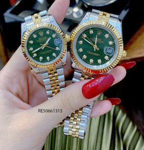 Đồng hồ Cặp Rolex Oyster Perpetual Datejust demi mặt xanh cao cấp giá rẻ