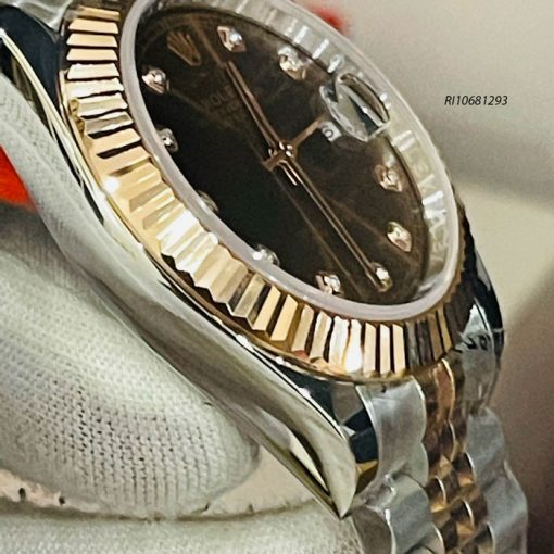 Đồng hồ Rolex Nam máy cơ automatic dây kim loại Demi mặt đen