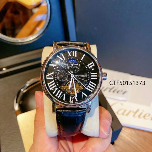 Đồng hồ Cartier chạy cơ tự động nam dây da màu nâu