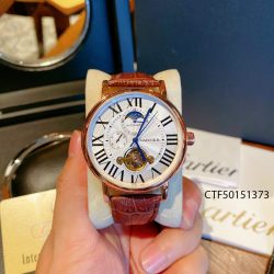 Đồng hồ Cartier chạy cơ tự động nam dây da màu nâu