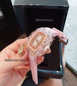 Đồng hồ Nữ Richard Mille dây cao su màu hồng cao cấp