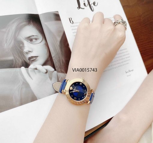 Đồng hồ Versace Daphnis nữ dây da màu xanh cao cấp
