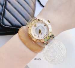 Đồng hồ Nữ Versace Daphnis Demi mặt tròn khảm trai dây kim loại cao cấp