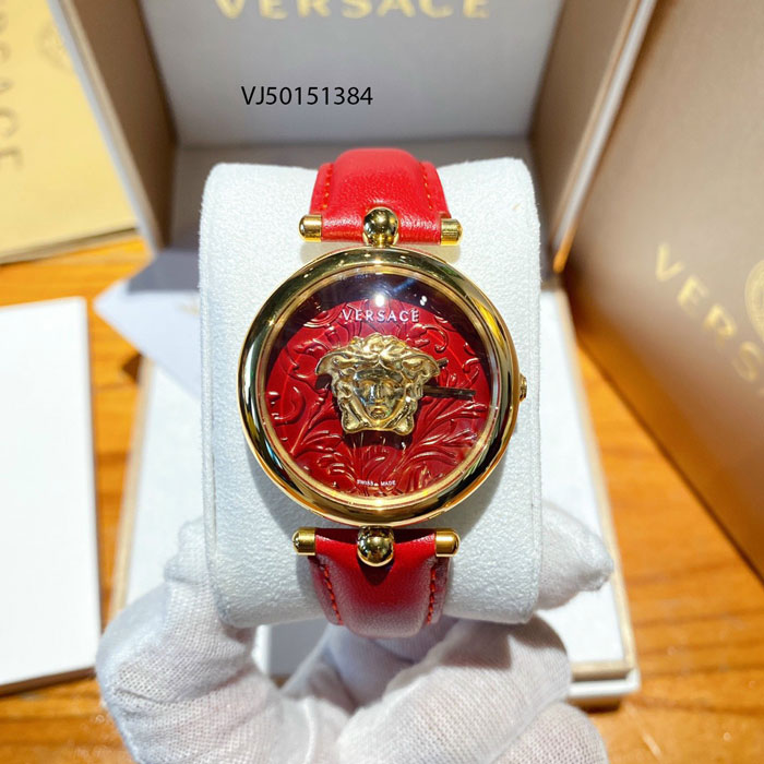 Đồng hồ Versace Palazzo Empire Barocco mặt tròn nữ dây da đỏ