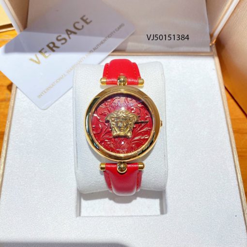 Đồng hồ Versace Palazzo Empire Barocco mặt tròn nữ dây da đỏ