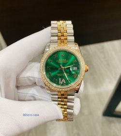 đồng hồ Rolex Ngọc trinh thép không gỉ demi mặt xanh size 31mm