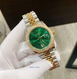 đồng hồ Rolex Ngọc trinh thép không gỉ demi mặt xanh size 31mm