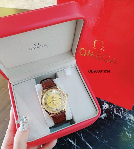Đồng hồ Omega nam máy pin kim trôi dây da giá rẻ