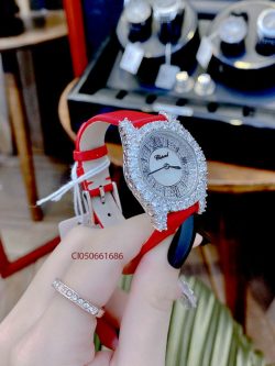 Đồng hồ nữ Chopard L’HEURE DU DIAMANT LEATHER dây da đỏ cao cấp đeo tay