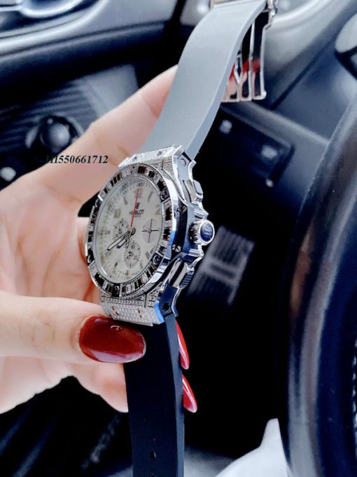 Đồng hồ Nữ Hublot Big Bang Quarzt Nhật viền bạc 6 kim 37mm