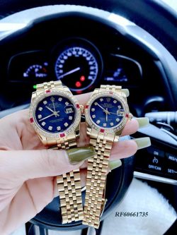Đồng hồ nữ Rolex Oyster Perpetual Datejust vàng mặt xanh blue cao cấp